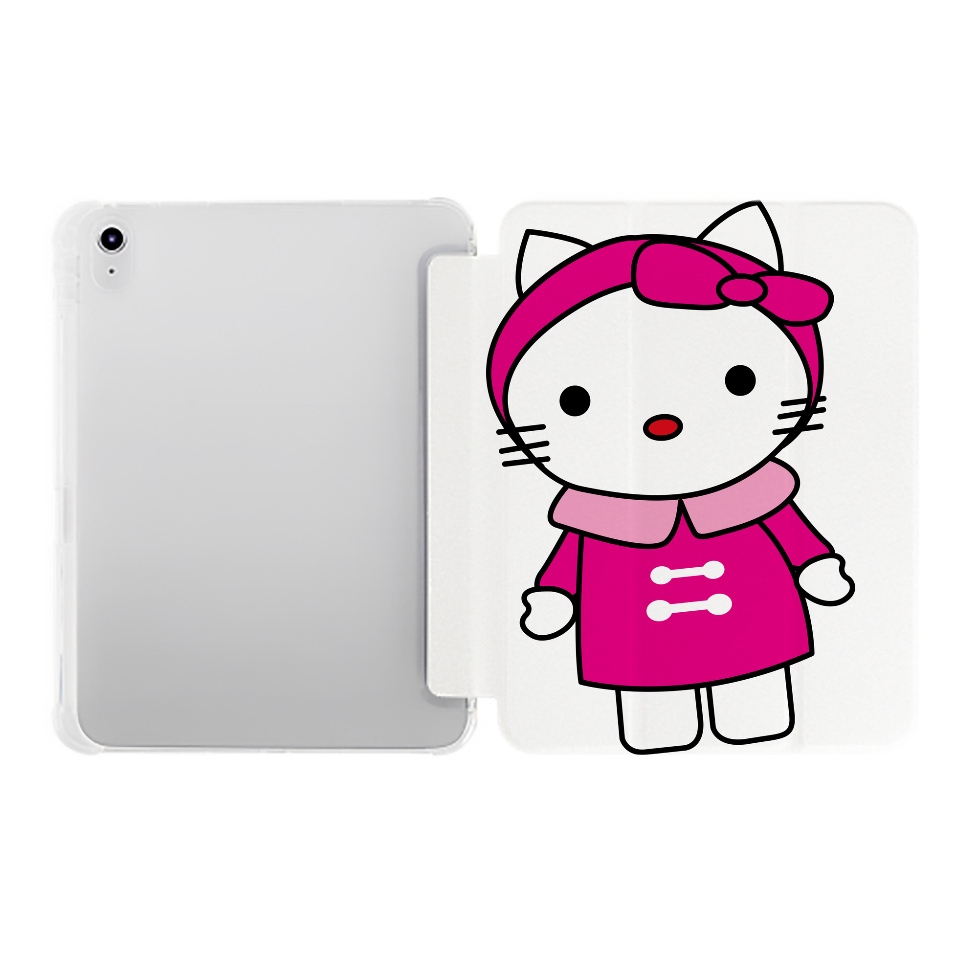 （画像用） Hello Kitty ハローキティ IPad ケース ペン収納付き 三つ折りスタンド PUレザー×シリコン 対応機種9.5/10.5/10.9インチ